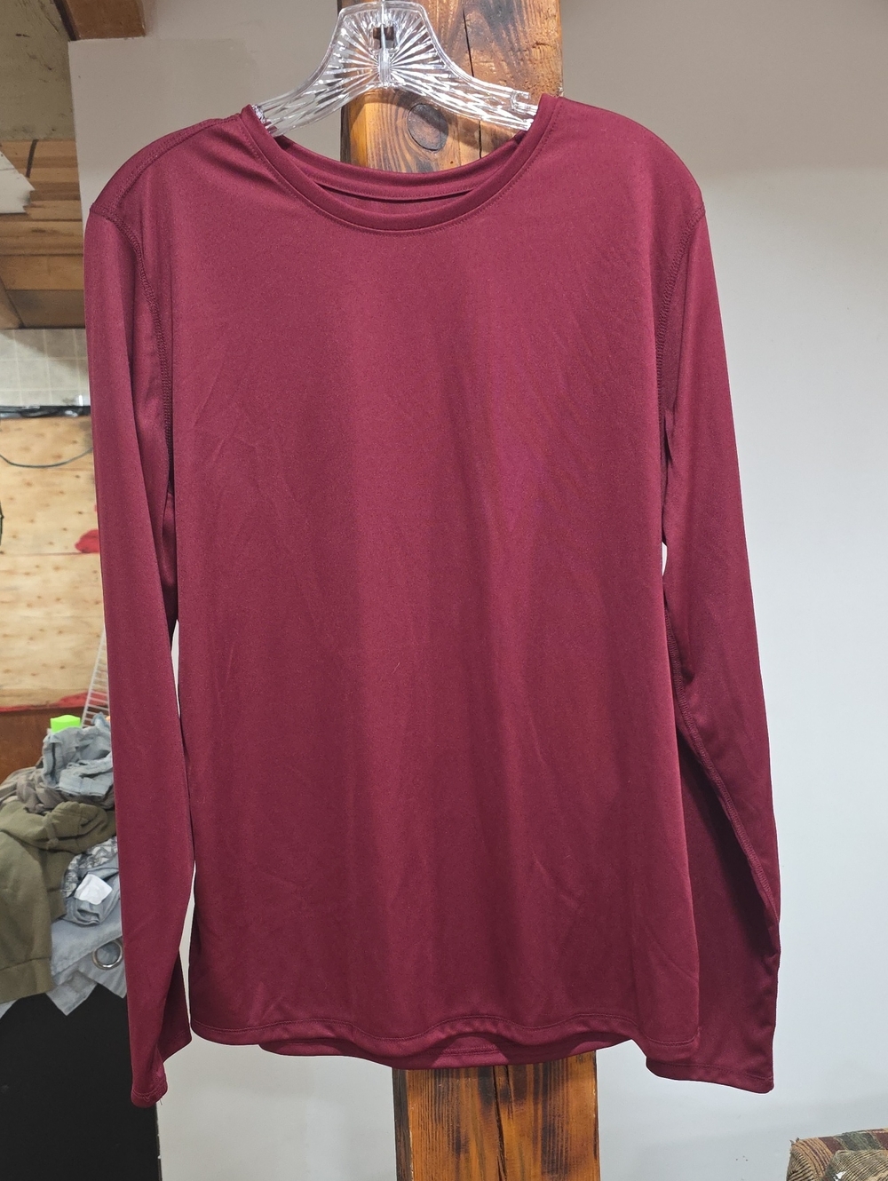 Athletic Works Men's Long Sleeve Crewneck - Burgundy